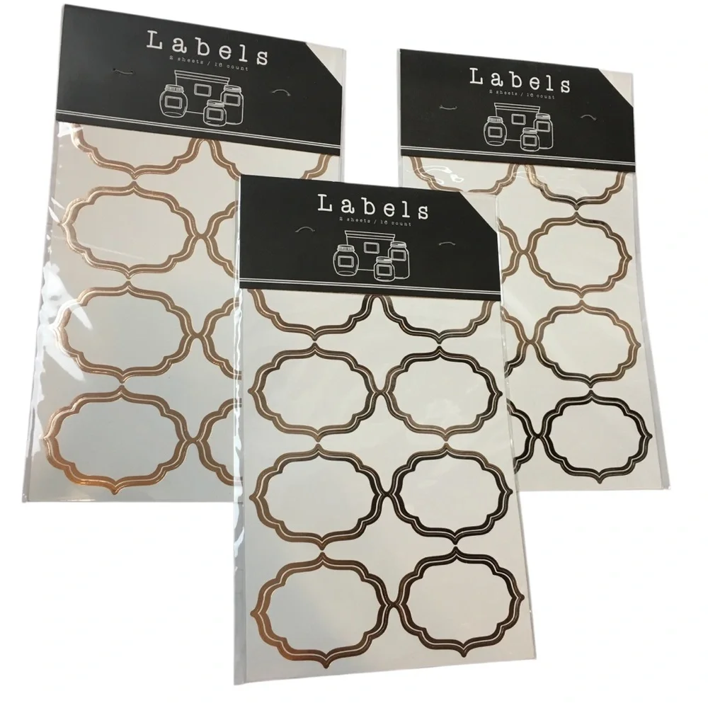 Jar Labels Copper Rose Gold Edge Organizing Labeling Pantry Crafts Gifts NWT